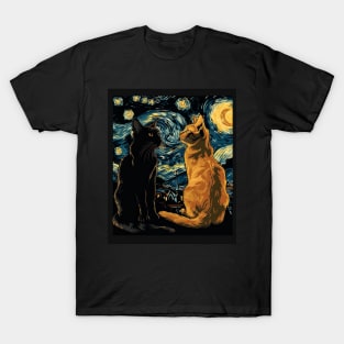 Cat Starry Night Inspiration T-Shirt